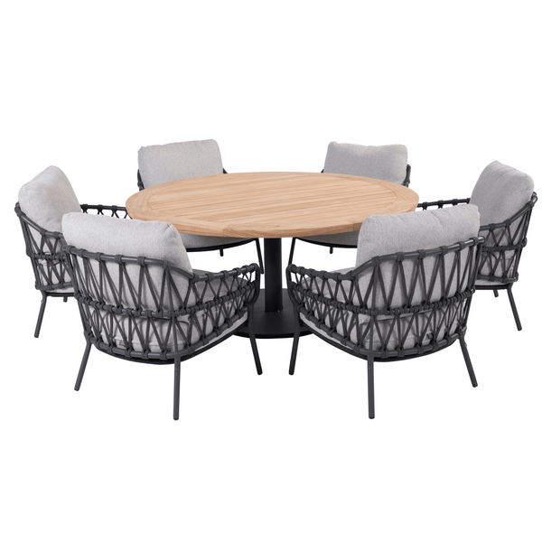 4SO Calpi 6 Seat Low Round Saba Dining Table Set