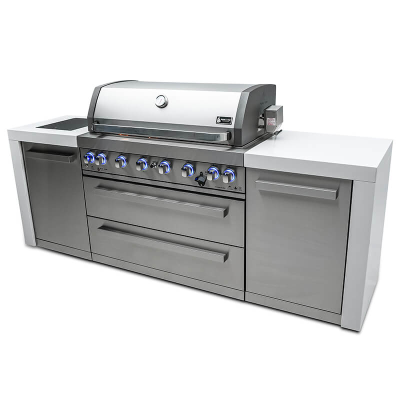 Mont Alpi Deluxe Stainless Steel 6 Burner Island With Side Burner and Cover