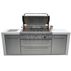 Mont Alpi Deluxe Stainless Steel 6 Burner Island With Side Burner and Cover
