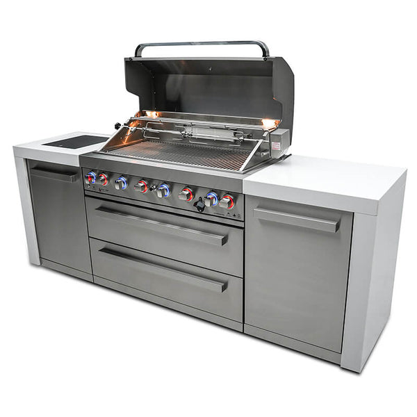 Mont Alpi Deluxe Stainless Steel 6 Burner Island With Side Burner and Cover