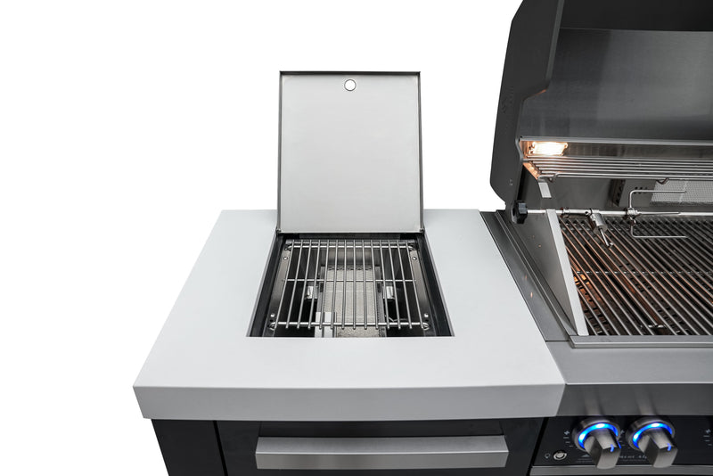 Mont Alpi 805 Black Stainless Steel Island with Beverage Center - 6-Burner Grill, 2 Infrared Burners, Sink, Fridge MAi805-BSSBEV