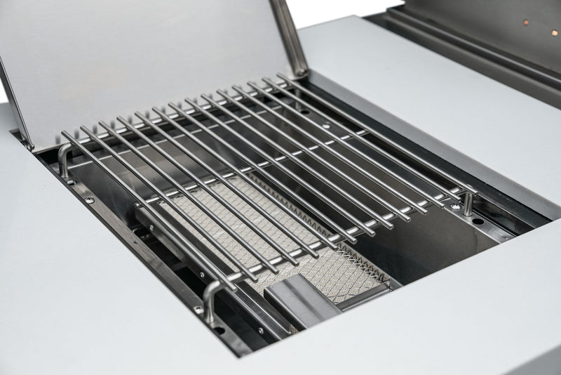 Mont Alpi 805 Deluxe Propane Gas Island Grill - Black Stainless Steel with Refrigerator Cabinet MAi805-BSS90FC